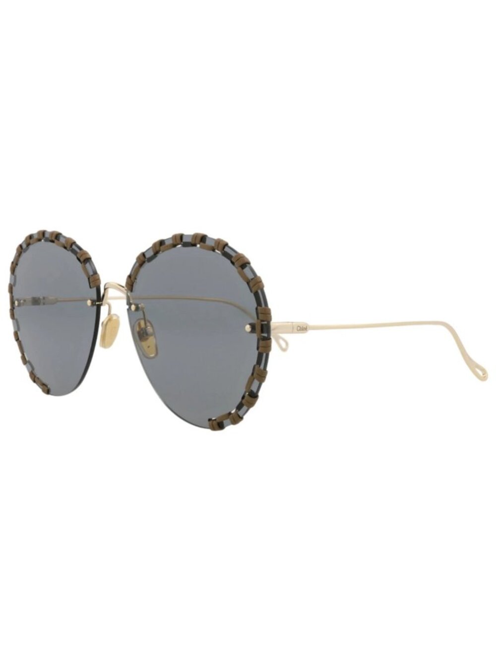 New Chloé Women's Sunglasses Round Oval Metal Frame Gold Gold Grey